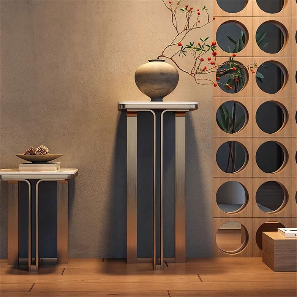 Puesto de Plantas Estante for bonsáis con Placa de Roca de Lujo y luz, Soporte de Acero Inoxidable for Suelo, for Sala de Estar y for Interiores.(XS)