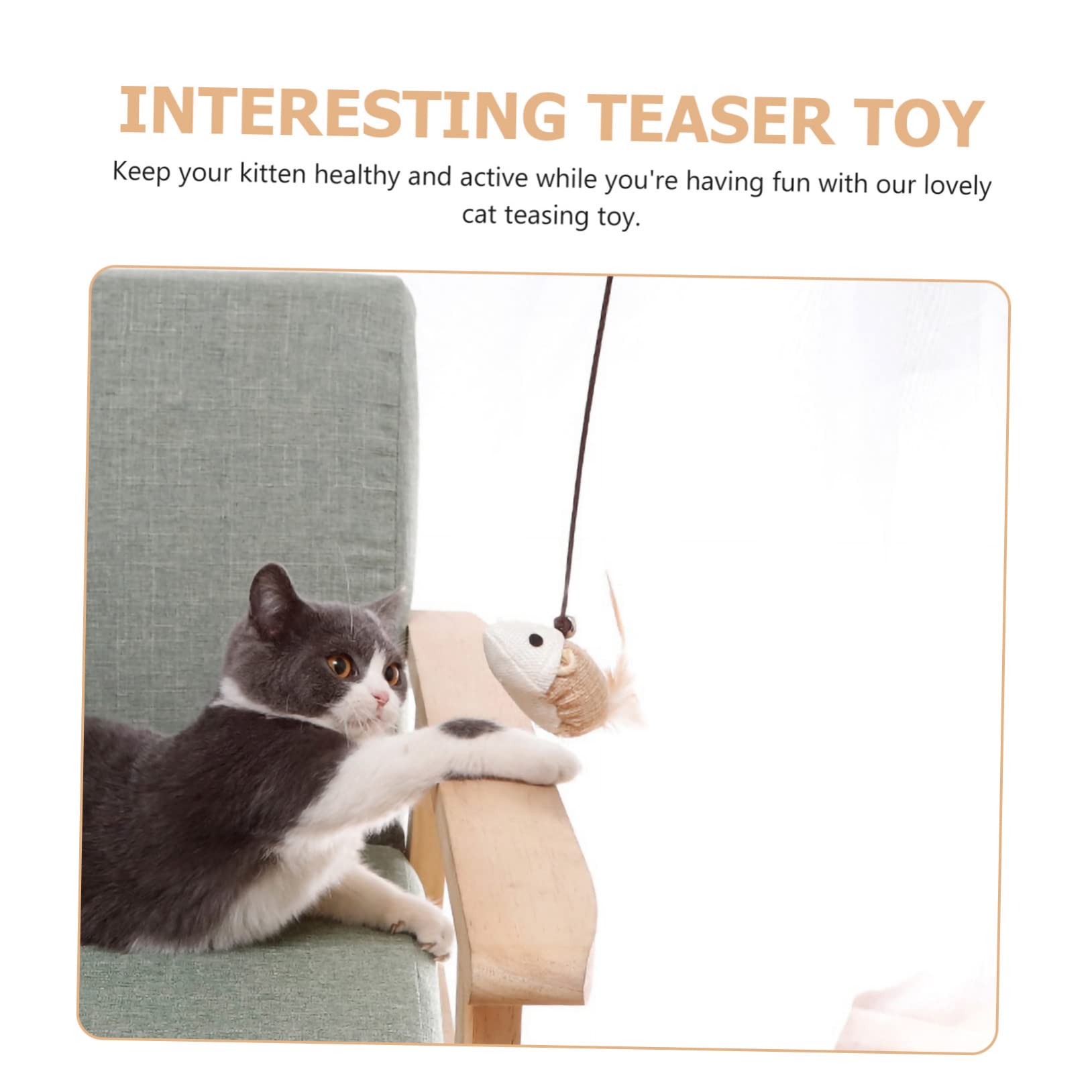 Toddmomy Jouet pour Chat Baguette De Jeu pour Chat Intérieur Jouet Interactif Léger Taquiner