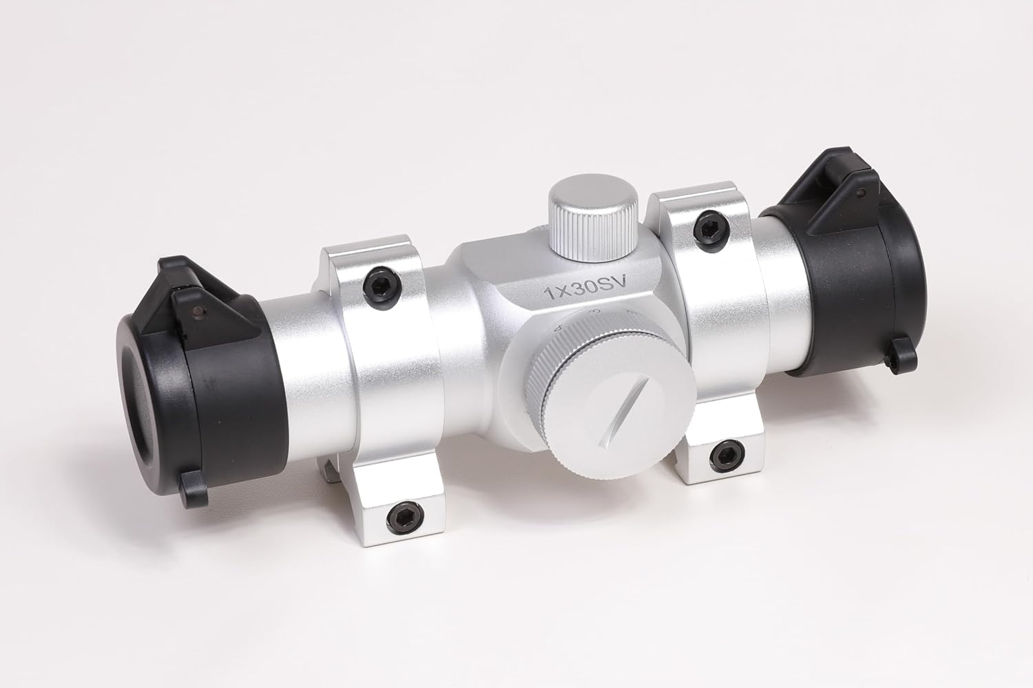 Hammers Stainless Silver Chrome 1x30 30mm Red Dot Sight Hunting Revolver Pistol Scope with Vertical Split Weaver Ring