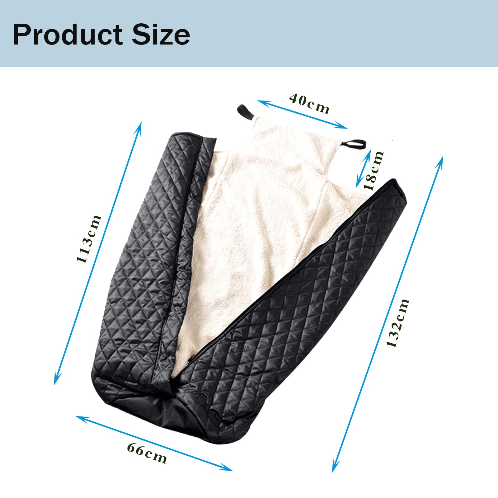Manta térmica para silla de ruedas, ligera, con cremallera, para la parte inferior del cuerpo, para personas mayores, color negro