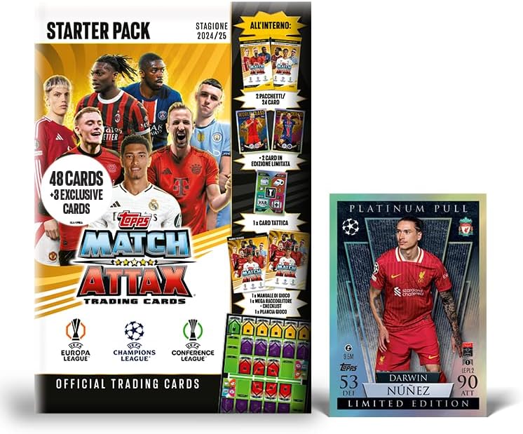 Topps Match Attax 24/25 - Amazon Starter Pack Exclusive! 48 Match Attax cards including a guaranteed Platinum Pull LE and more! Kickstart your collection now!