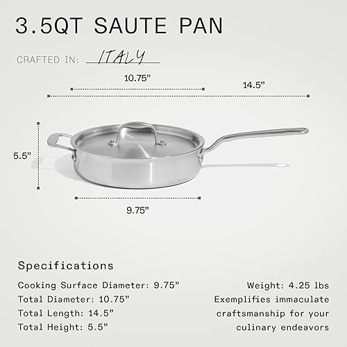 Miniatura 8 de Made In Utensilios de cocina - Juego de ollas y sartenes antiadherentes de cerámica de 7 piezas (mango inoxidable), revestimiento de acero