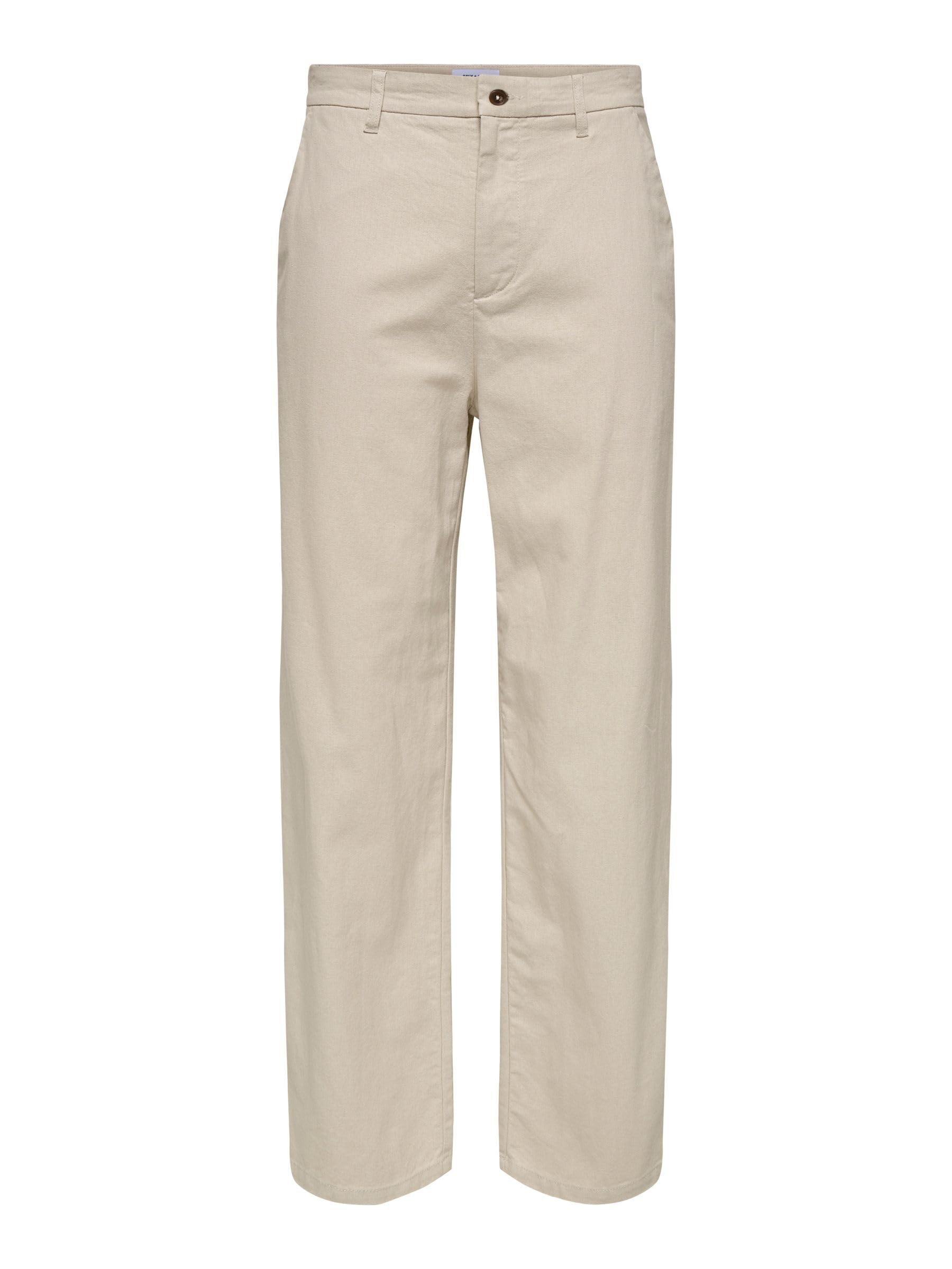 Only & Sons Male Hose ONSBOB Locker geschnitten Leinen Hose
