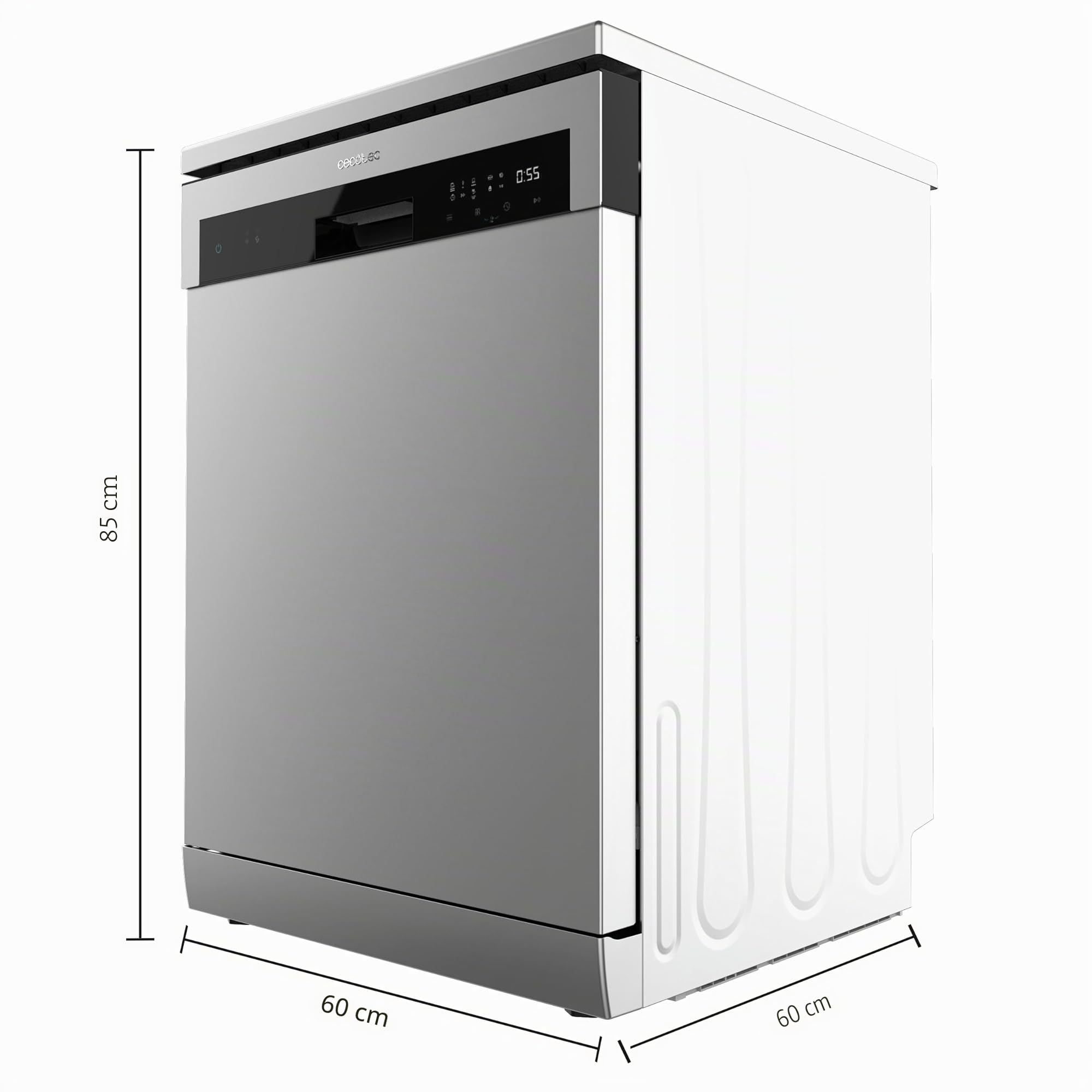 Cecotec Lavastoviglie Indipendente 60 cm Bolero Aguazero 6200 Inox D. Classe D, 14 Posate, 6 Programmi con Dual Zone Wash, Dry+, Turbo Dry+, Mezzo carico, Delay Start e Electronic AquaStop