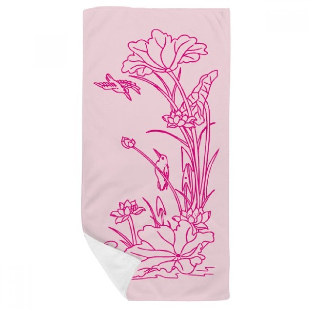 Serviette de bain lotus et oiseaux d'eau 35x70cm multicolore