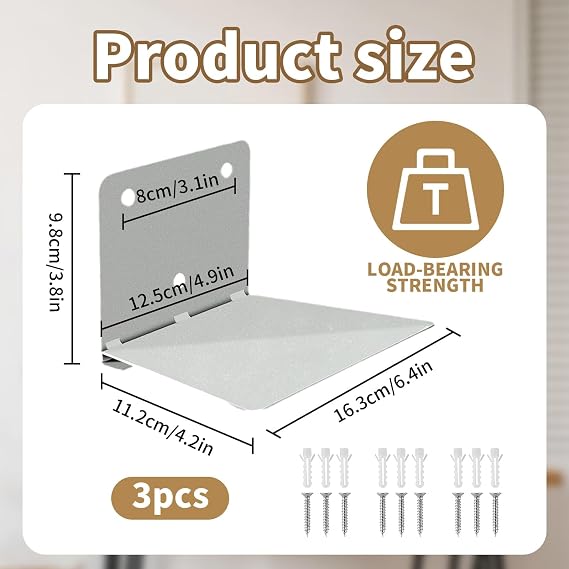 3 Pack Floating Bookshelves for Wall, Heavy-Duty Invisible Bookshelves