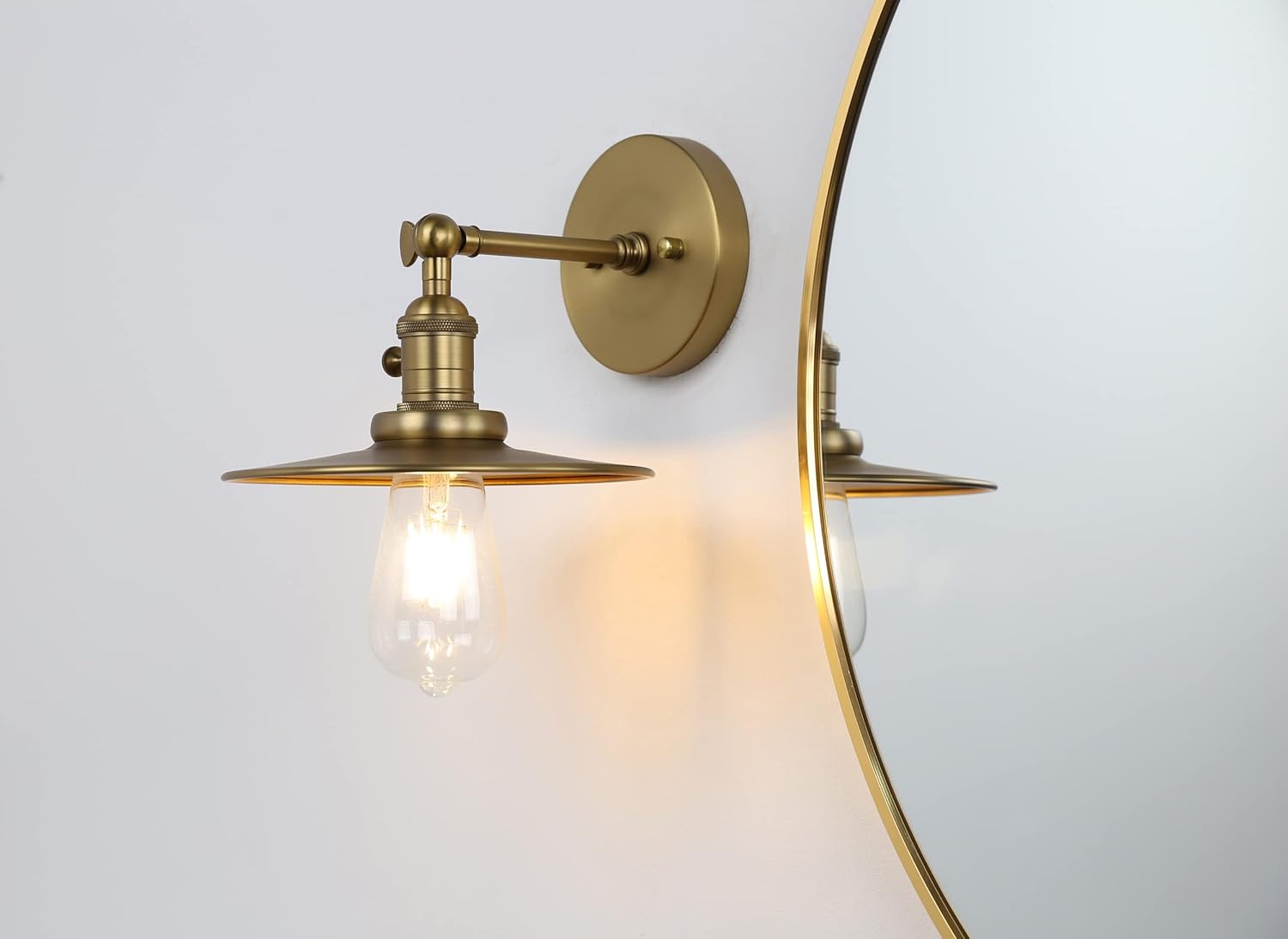 Phansthy Industrial 1-Light Wall Sconces, Vintage Wall Light Fixture with 7.9" Crafted Metal Shade, Bathroom Vanity Light with on Off Switch, Wall Lamp for Bedroom Living Room Kitchen (Antique)