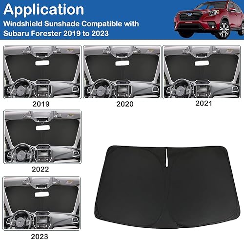 Miniatura 9 de Parasol para parabrisas para Subaru Forester 2019, 2020, 2021, 2022, 2023, plegable, bloquea los rayos UV, la cubierta protectora mantiene el
