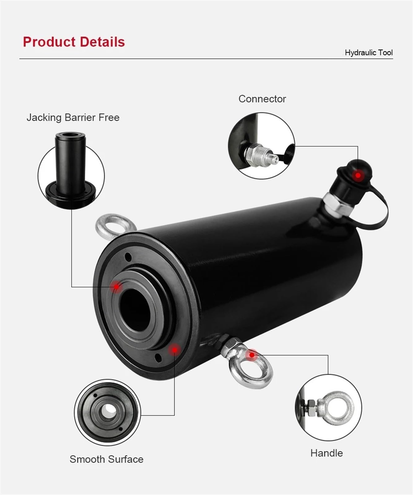 Bomba Manual De Alta Presión Con Manómetro 700Kg/cm² 900CC, Cilindro Hidráulico De Orificio Hueco De 30 Toneladas Y 100 Mm Gato De Elevación Hidráulico