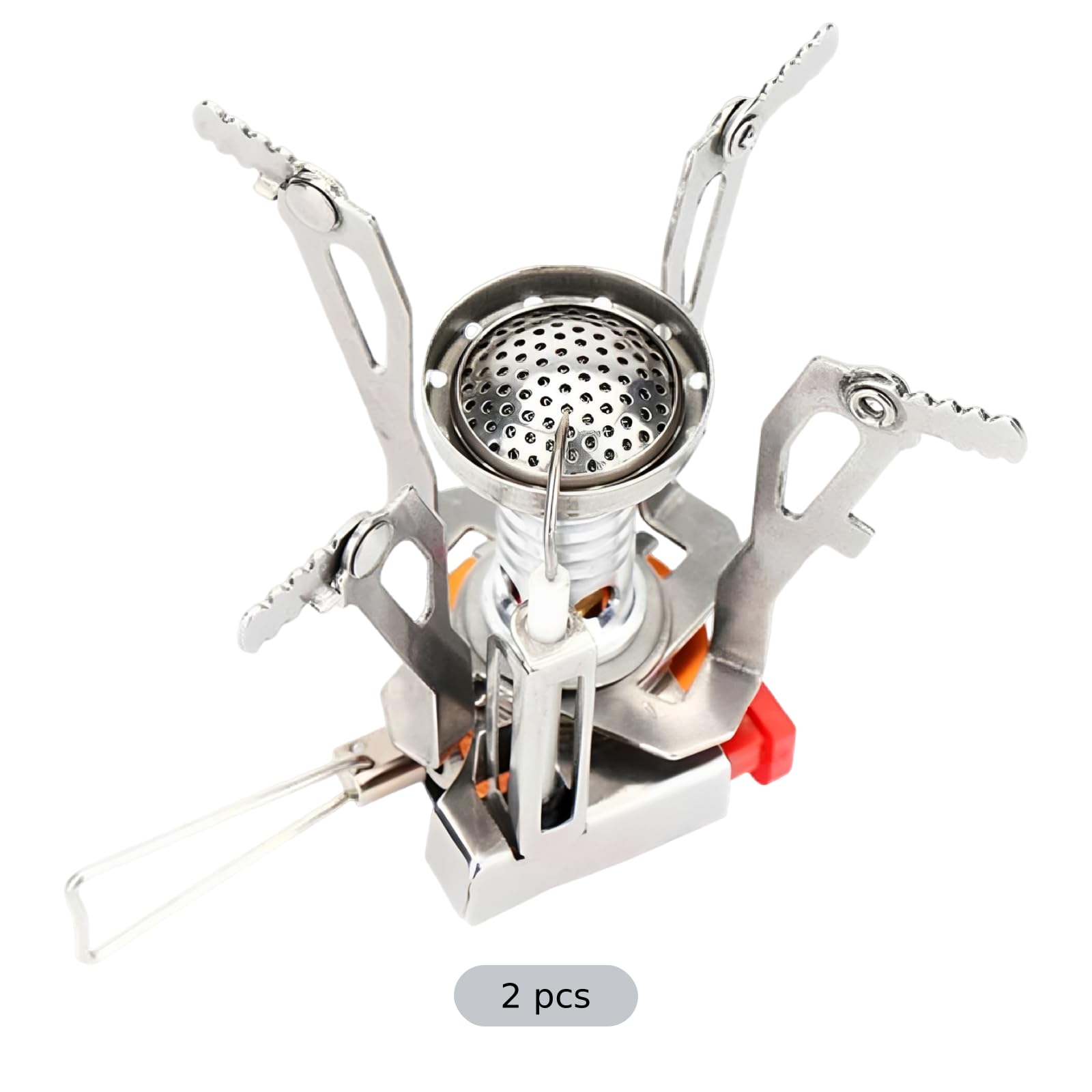 Confezione da 2 fornelli da campeggio per esterni, con accensione elettronica, mini fornello a gas pieghevole, 95 g, ultraleggero, per escursioni, trekking e picnic, per pentole fino a 20 cm, facile