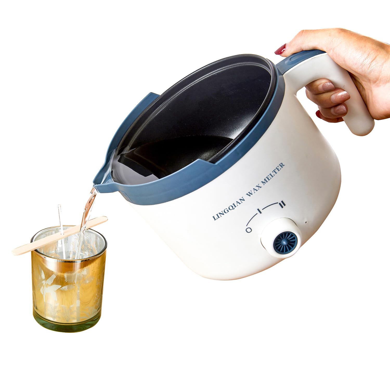 LINGQIAN olla para derretir cera para velas, fundir cera velas, olla de fusión de velas pequeña electrica con mango resistente al calor, fundidor de cera para velas para adultos