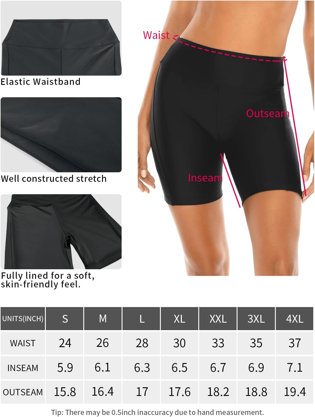 RELLECIGA Women's High Waisted Board Shorts Swimwear Shorts Bike Shorts - Image 7