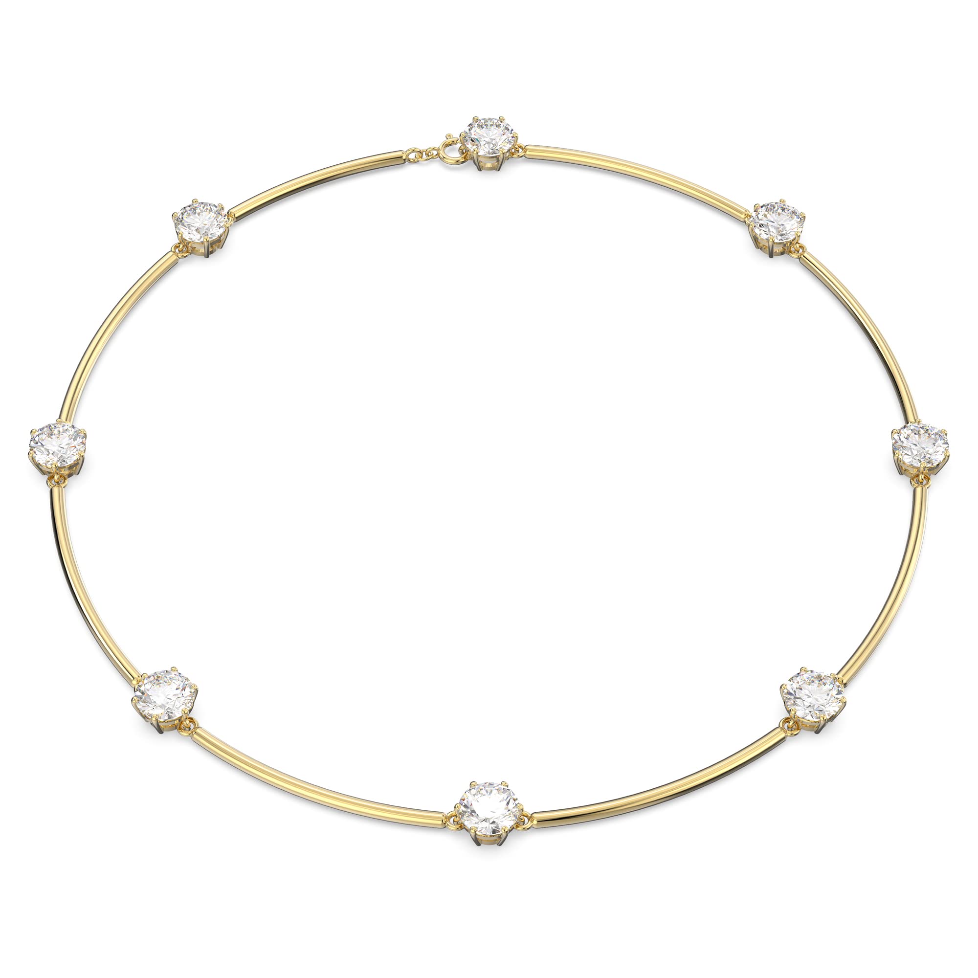 Swarovski Necklace, Adjustable Round Cut White Crystal, Gold Tone Plated Choker, from the Constella Collectino