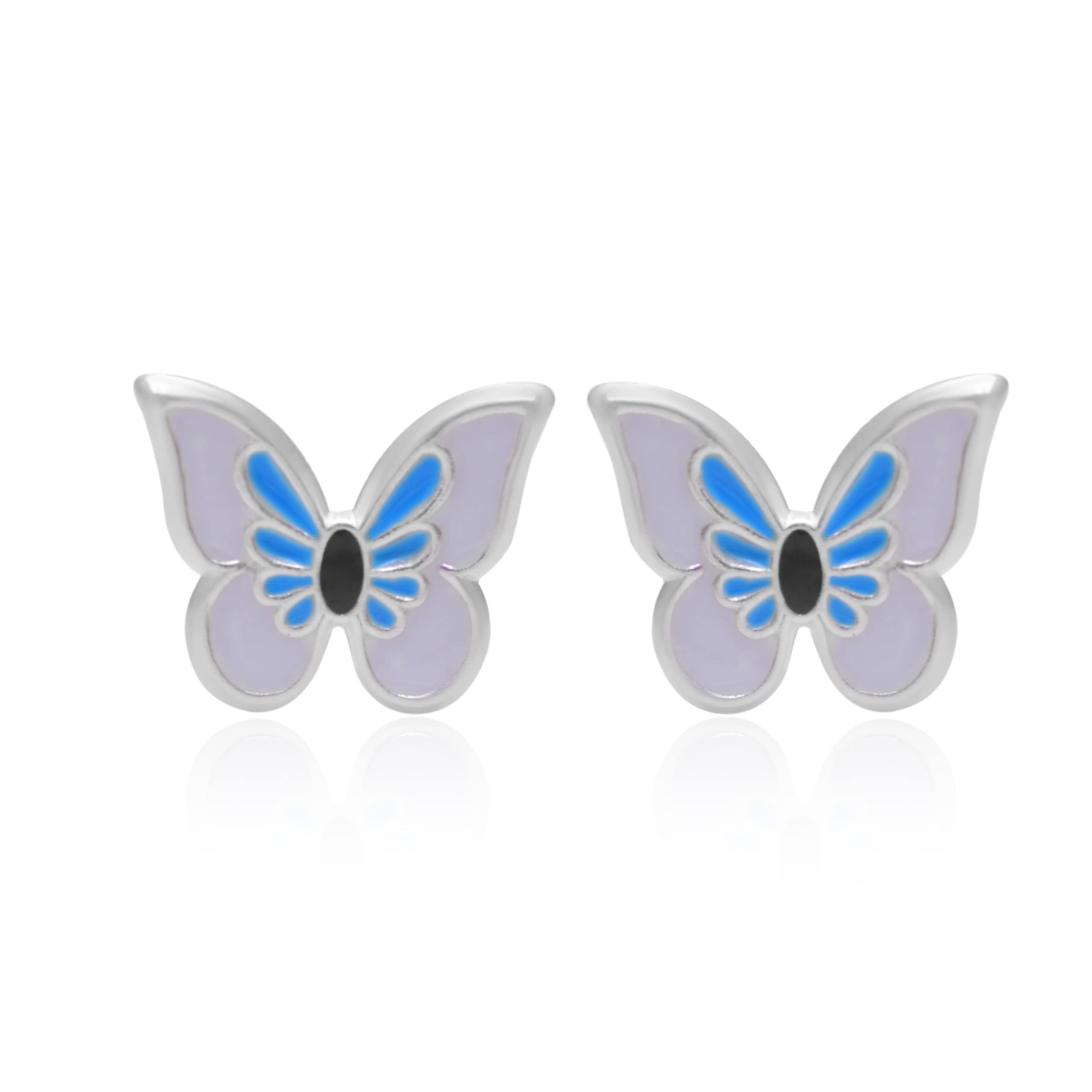 Abhooshan Pure 925 Sterling Silver Cute and Elegant Enamel Butterfly Studs Earrings for Kids Girls Jewellery Allergy Free | Ideal Gift | With Certificate of Authenticity (White & Blue) (B0C61ZY8S4) Amazon Price History, Amazon Price Tracker