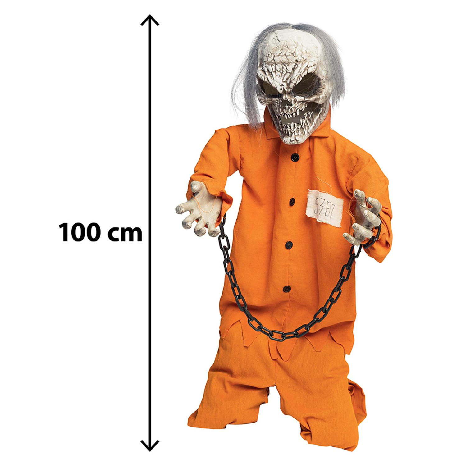 Boland - Dekoration Toter Sträfling, 100 cm | Mit Licht, Sound und Bewegung, stehende Figur für Karneval und Horror Mottoparty