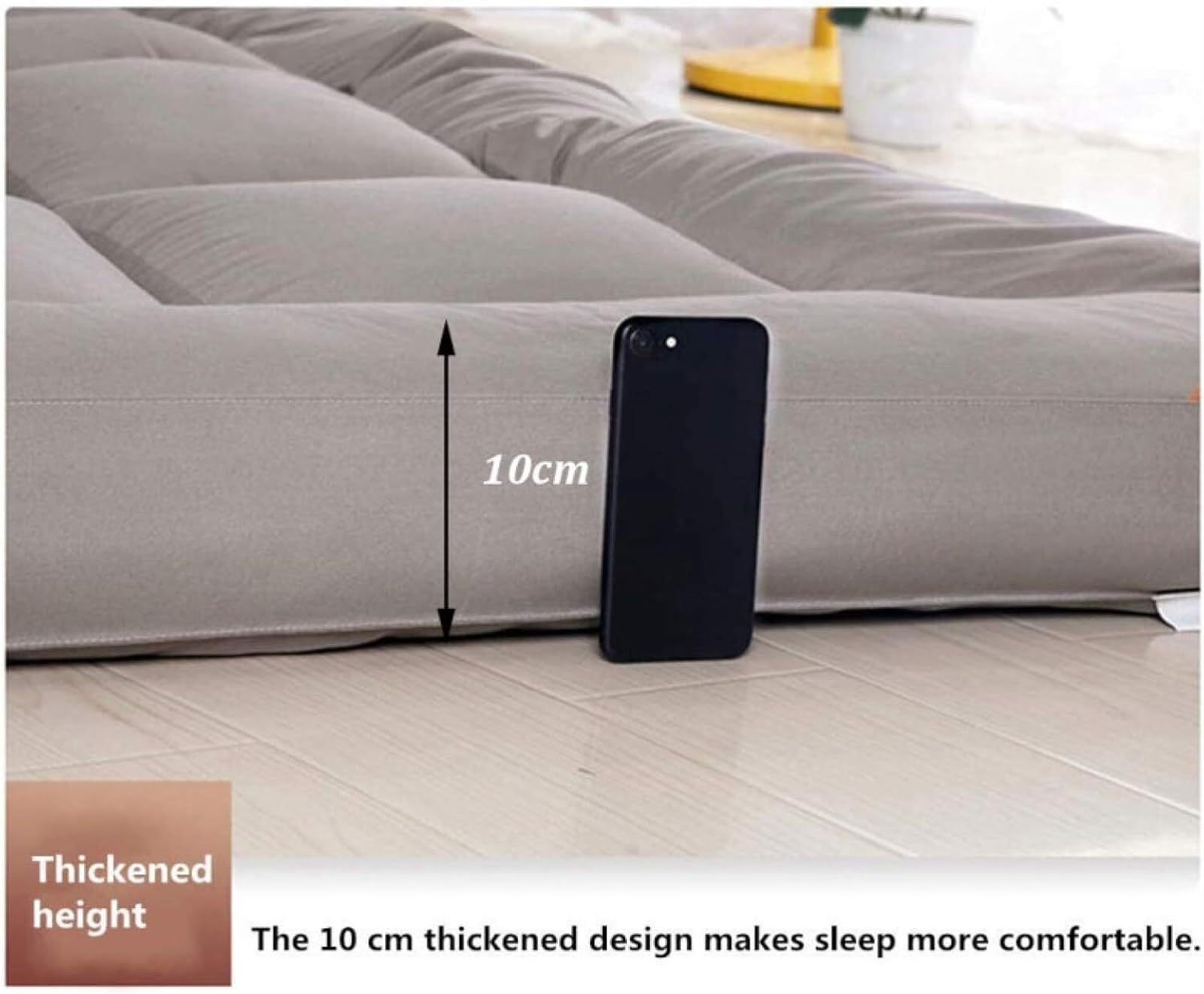 Matelas de Tatami Futon Pliable 10cm Épaissir Le Matelas de Couchage Japonais Épais Tapis de Plancher Pad， for Dortoir À La Maison(White,120x190cm)