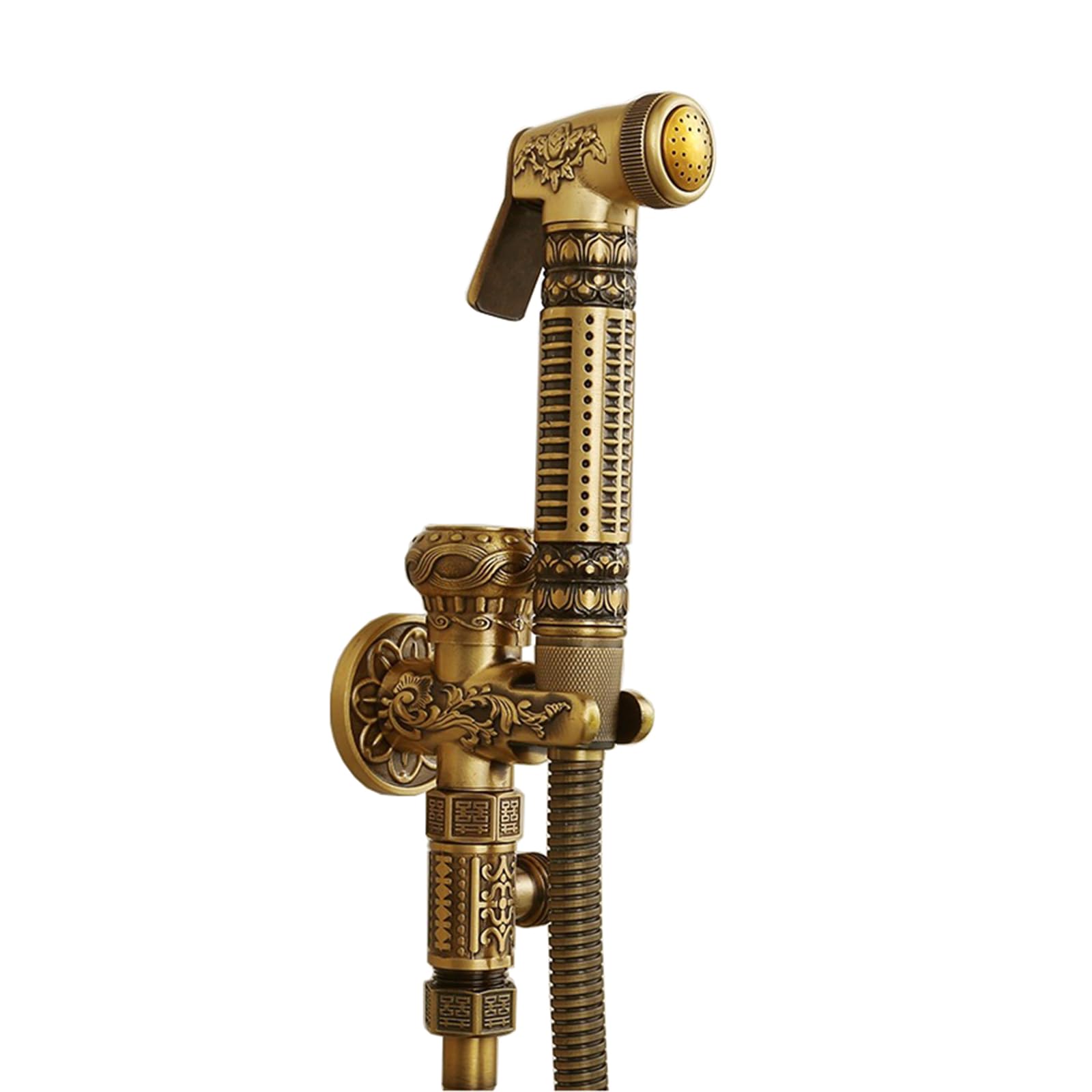 Pulvérisateur de bidet pour toilettes antique en laiton massif au design rétro élégant