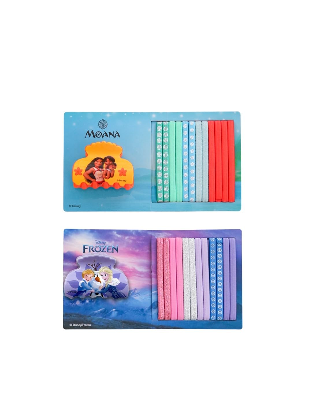 Yellow Bee Disney Frozen and Moana Hair Tie Set with Matching Clutcher for Girls- Multi, 26-Piece-image-13
