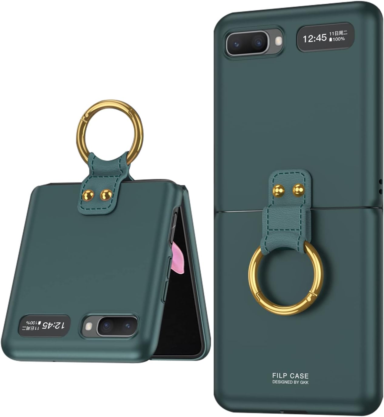 SHIEIDZ Flip 6 Case with Ring Protective Cover for Samsung Z Flip 6 Phone Case with Built-in Front Screen Protector Slim Shockproof Full Body Protective Galaxy Z Flip6 Cover, Forest Green