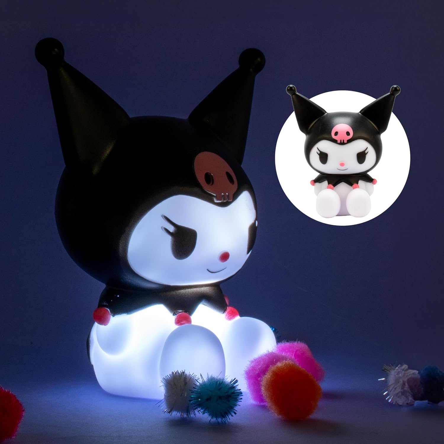 Blue Sky Studios Multicoloured Kuromi Night Light - Touch‑Controlled Mood Lamp, Cute Kawaii Desk Decor, Collectible Merch Gift With Fast Charging