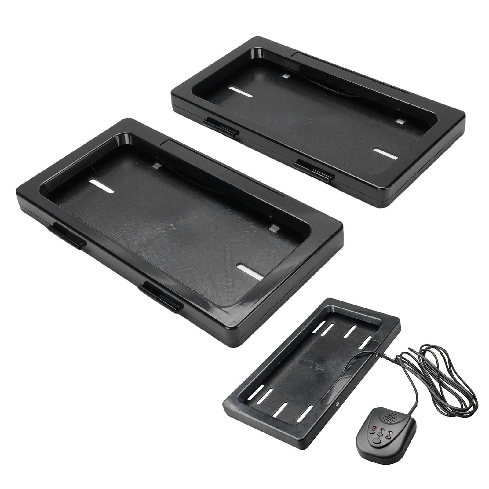 2PCS Ramki Tablicy Rejestracyjnej, ABS Electric Vhill Black Ramka Tablicy Rejestracyjnej, Ukryty Samochód Rejestracyjny z Pilotem z Pilotem dla Aplikacji USA