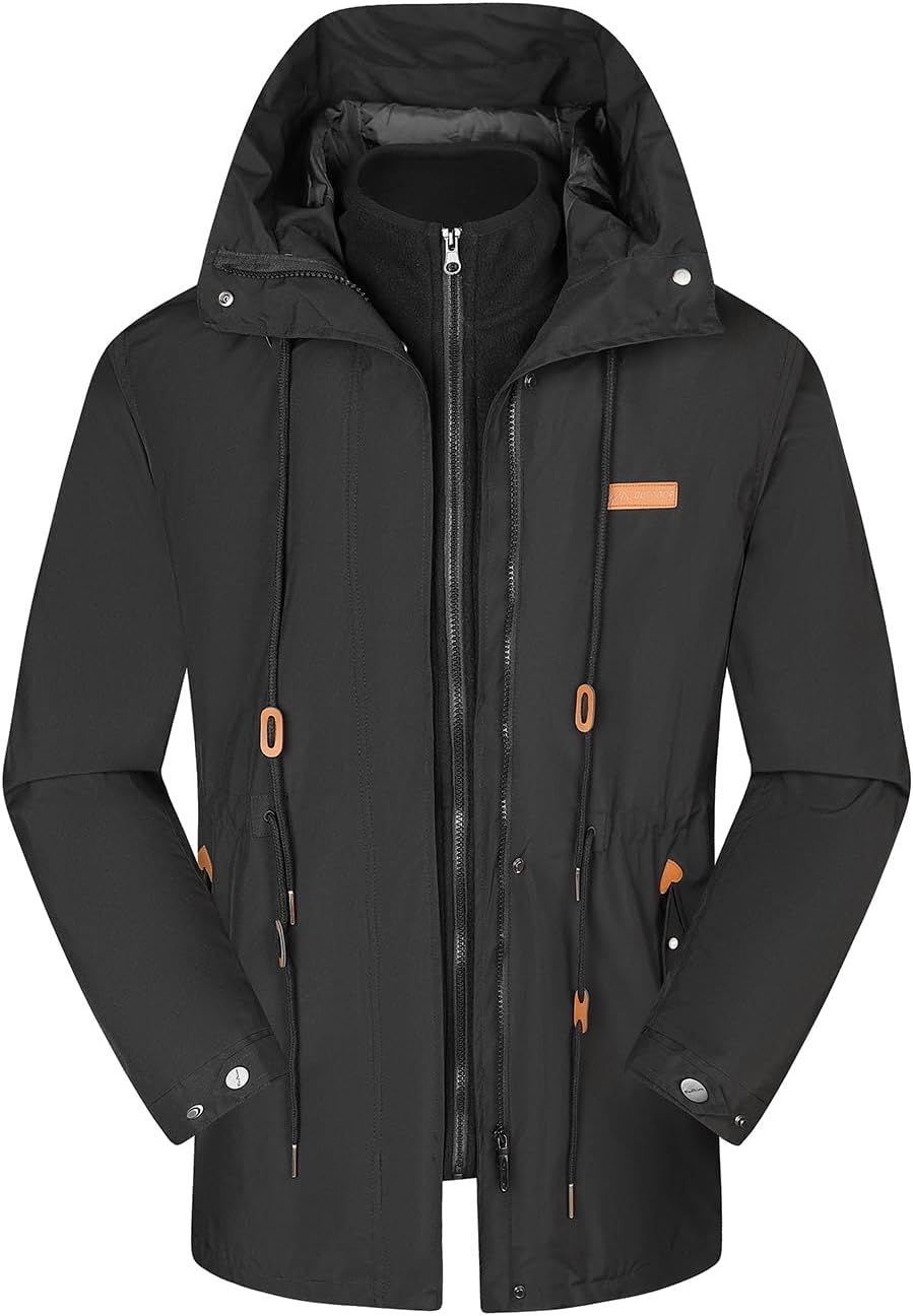 Women'S 3-In-1 Outdoor Skiing Jacket Windproof And Waterproof Wool Coat Winter Warm Hooded Raincoat