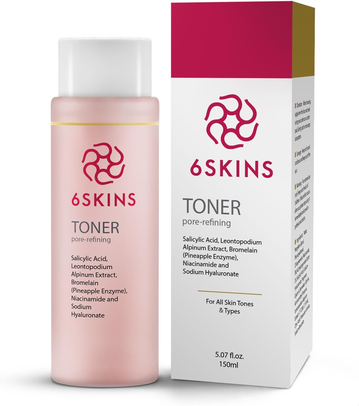 Pore Refining Toner for Enlarged Pores, Wrinkles & Oil Control - Salicylic Acid (BHA) with AHA, Niacinamide & Hyaluronic acid | Facial Exfoliant | Hydrating Face Toner For Glowing Skin 150 ml