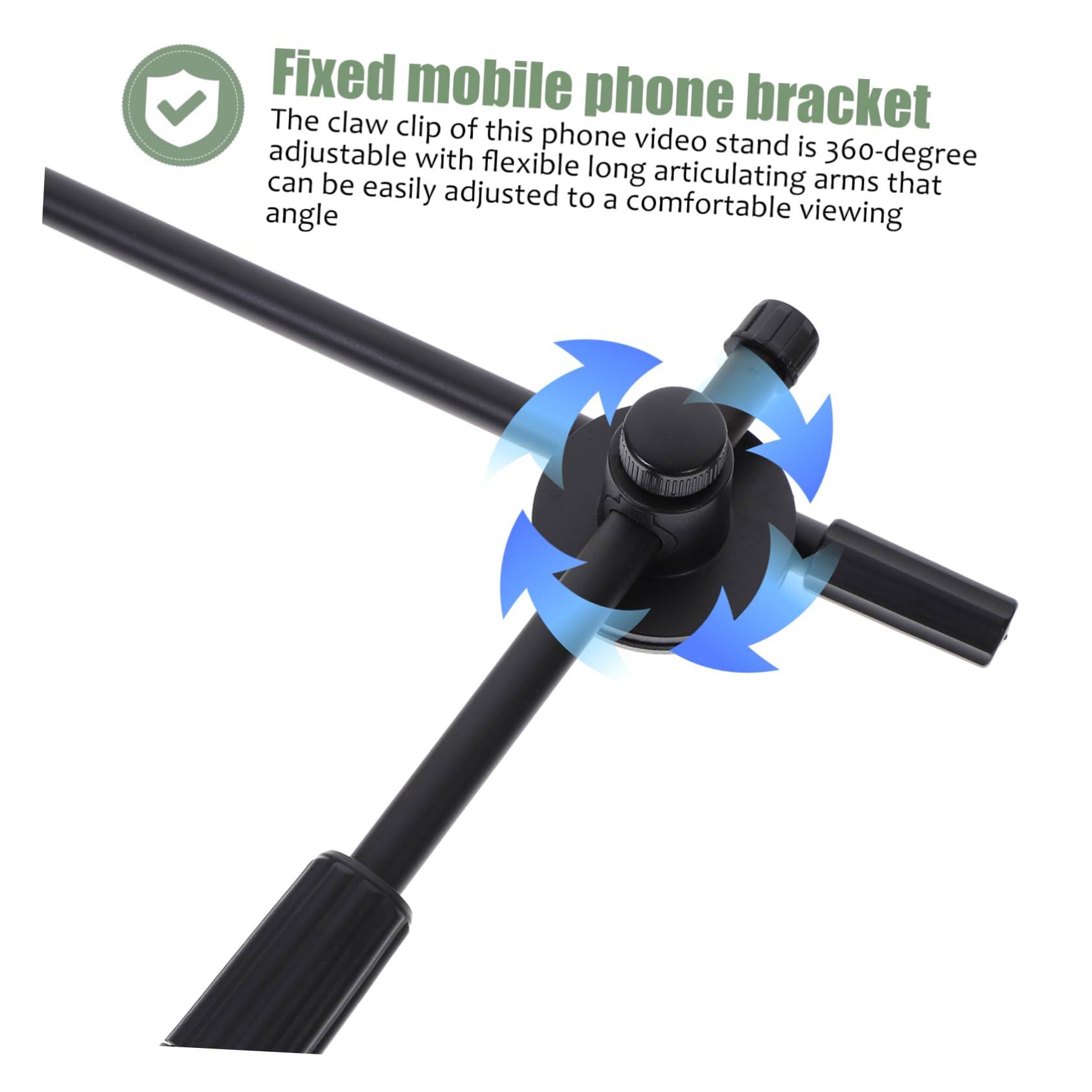 POPETPOP Soporte para Teléfono Móvil de Escritorio y Cabecero, Brazo Flexible Articulado 360°, Ajustable, Negro, para Grabación de Vídeo