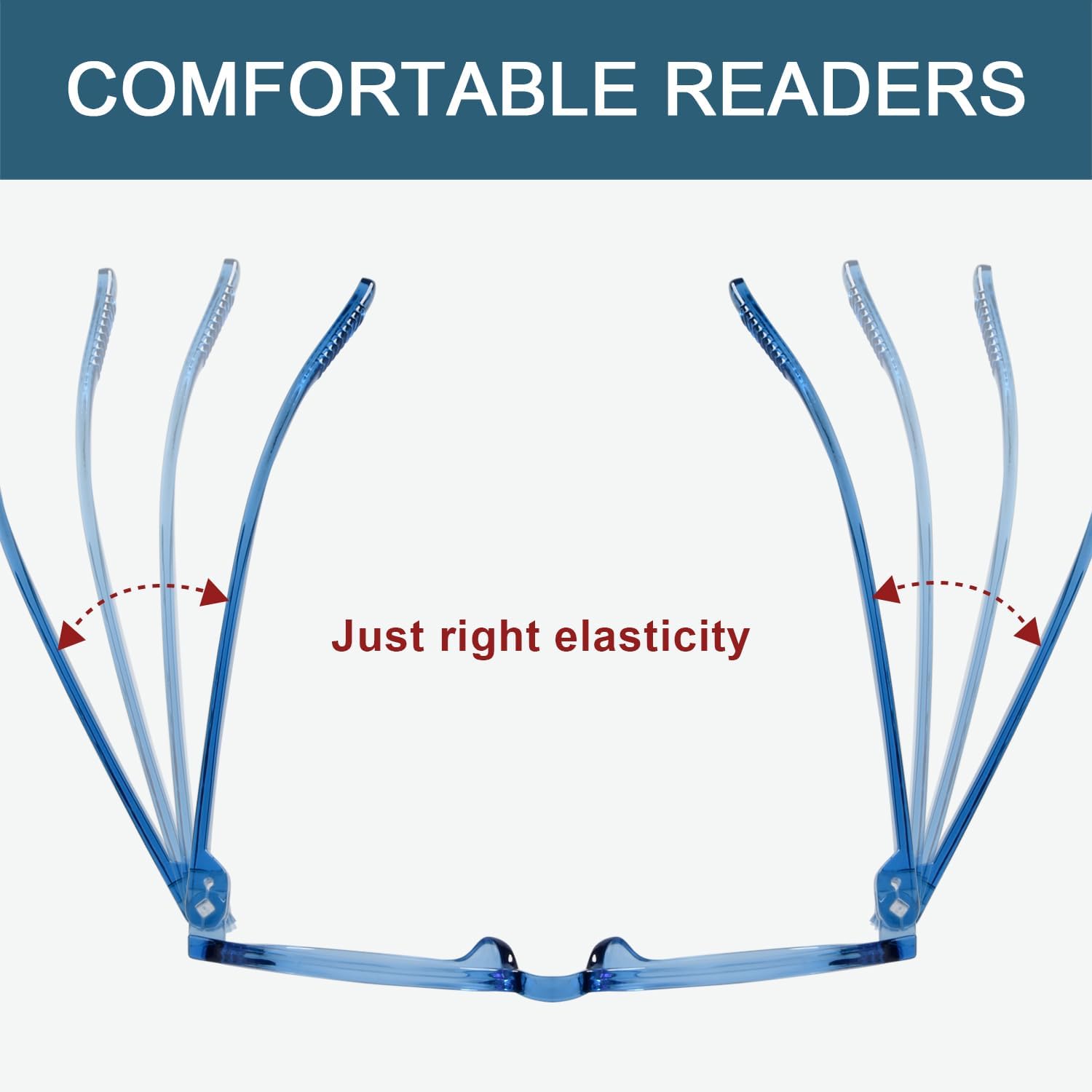 BLUELESS Oversized Reading Glasses Metalless Screwless Spring Hinges Women 6-Pack Readers +0.50