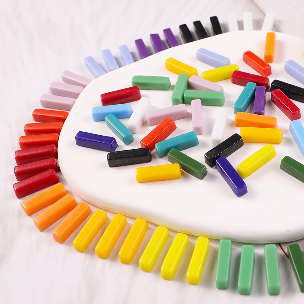 1 LB 5x20mm Tiras de vidrio Mosaico Azulejos para la decoración del hogar, mini azulejo de vidrio reciclado para bricolaje, manualidades, arte y pasatiempos de bricolaje para niños (RS900)