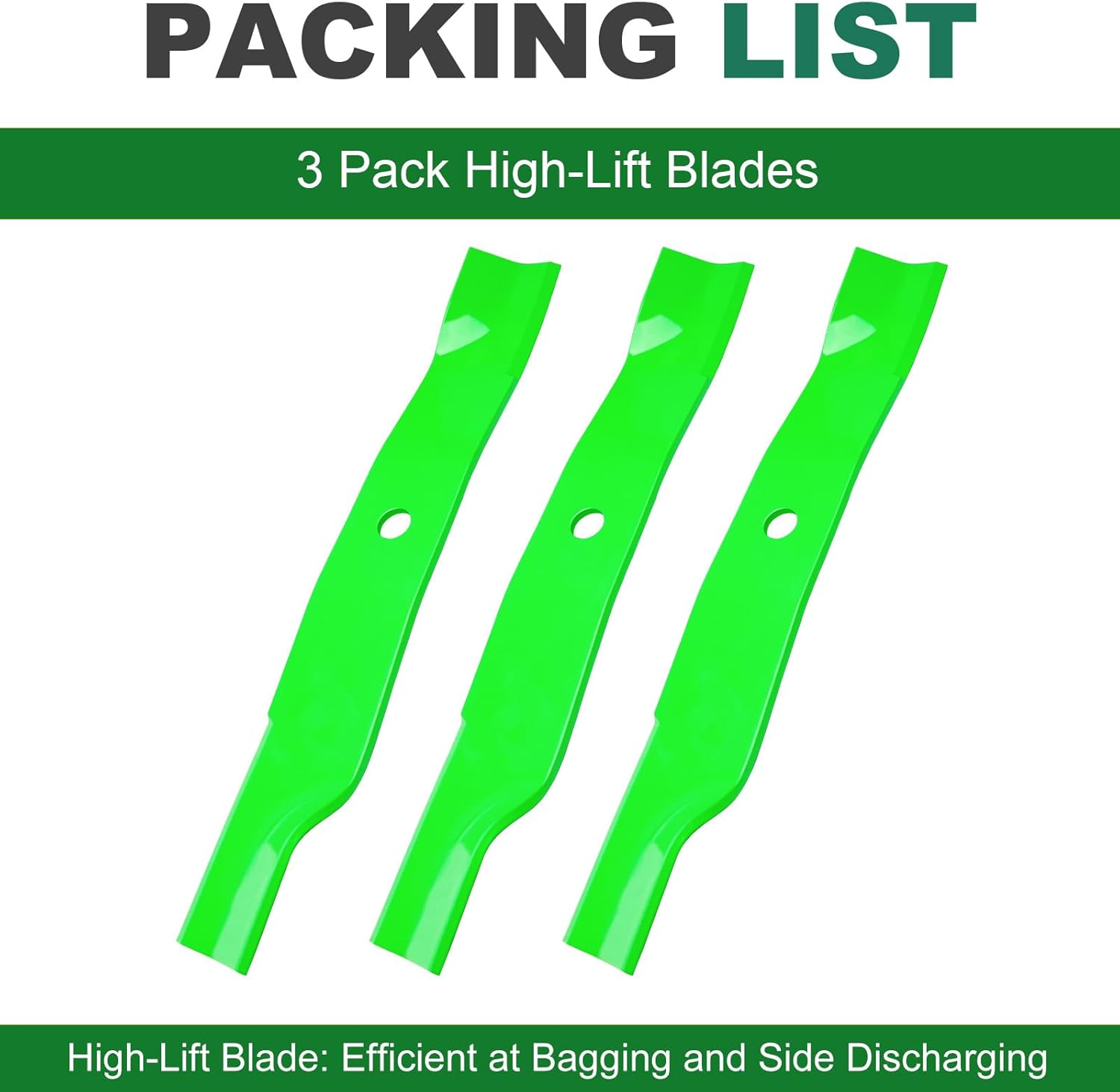 TCU15881 M128485 M131958 M144196 M163983 High Lift Mower Blades Fits for John De ere 60 inch Deck 737 757 777 797 1023E 1025R 1026R 3033R 3038R 3039R 3045R (3pack)