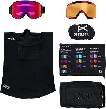 Anon M4 Cylindrical Snow Goggles + Bonus Lens + MFI Face Mask