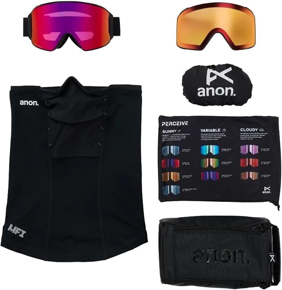 Anon M4 Cylindrical Snow Goggles + Bonus Lens + MFI Face Mask