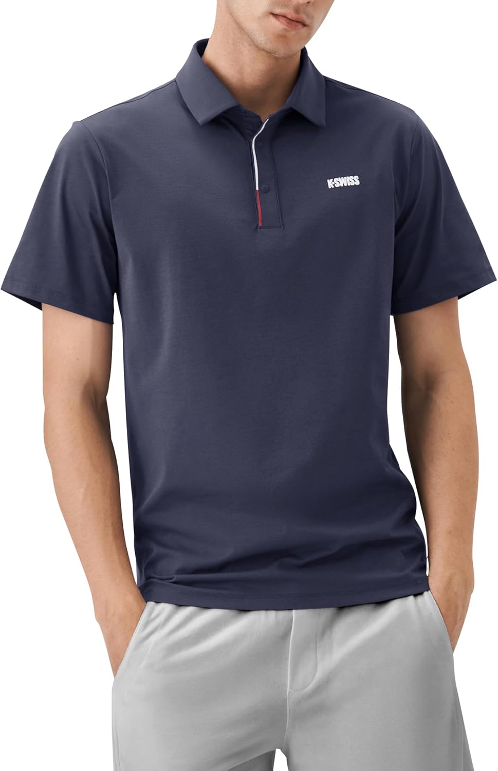 K-Swiss Men's Heritage Suit Collar Polo, Golf Polo Shirts for Men, Casual Short Sleeve Dress Shirt for Work Business