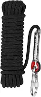 Aoneky Corda de escalada estática de 10 mm, corda de rapel de segurança para fuga de incêndio (preta 1, 32)
