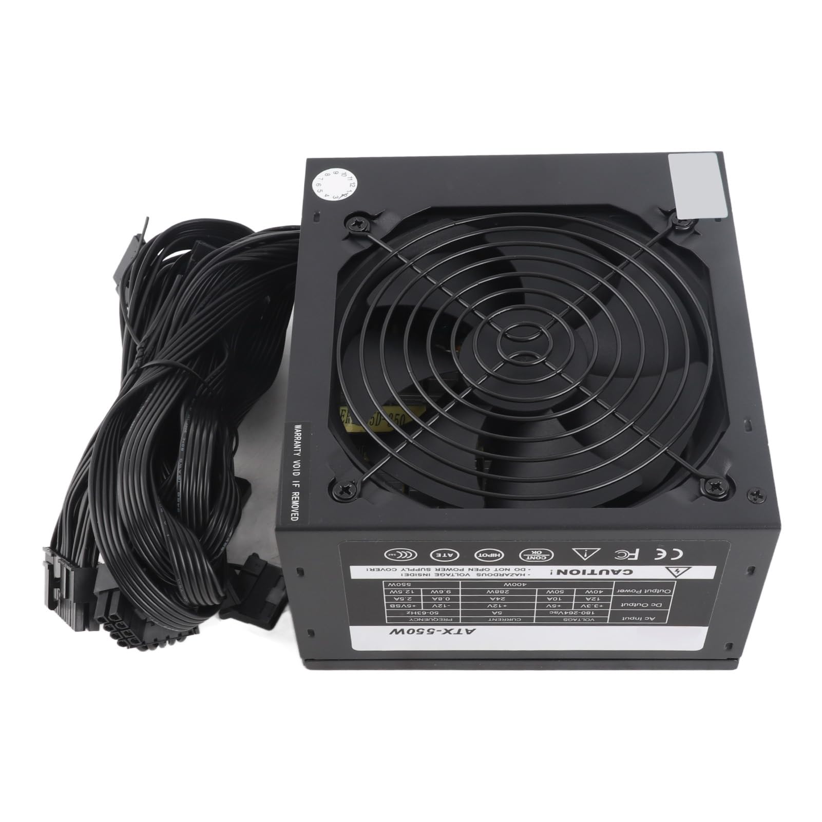 Zasilacz Komputerowy ATX o Mocy 550 W z Cichym Wentylatorem 120 Mm, Aktywny Zasilacz do Gier PFC do Obudowy Komputera Stacjonarnego, Obsługa Multi-Guard, Kompatybilny z Okablowaniem Tylnym,