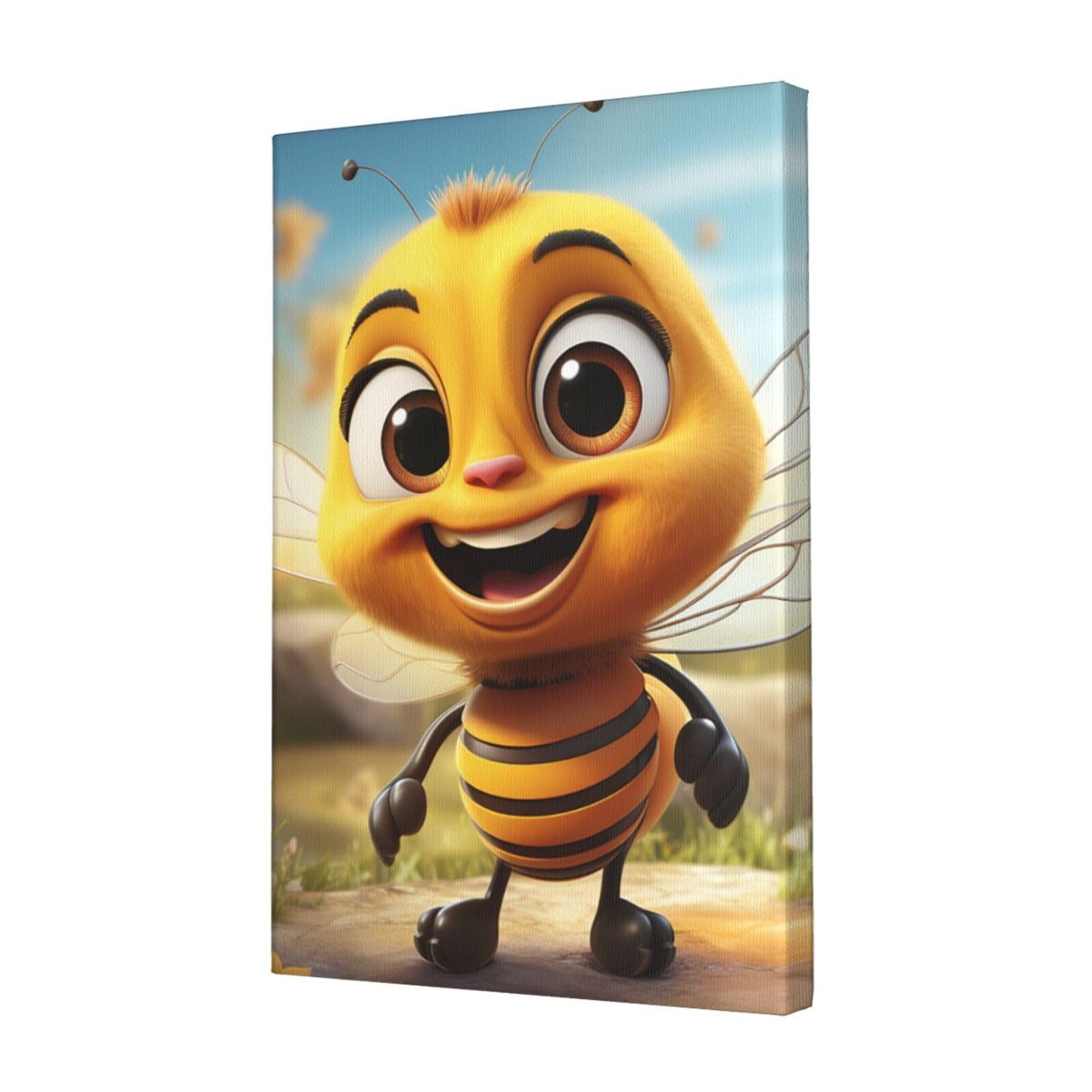 KLOPH Bee Canvas Wall Art for Living Room 12"x18" Modern Artwork Painting for Bathroom Hanging Canvas Prints Aesthetic Wallart for Bedroom Kitchen Office Wall Decor