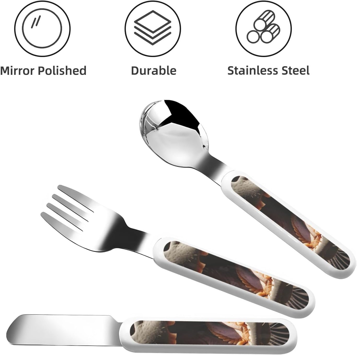 3-Piece Kids Silverware Set With Storage Case, Stainless Steel Reusable Children Safe Knife Spoon Fork Set Funny Zebra Children Flatware Set For Kids Lunch Box image 3