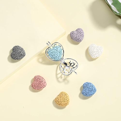 Miniatura 3 de INFUSEU Collares de aromaterapia Difusor de aceites esenciales para mujer, 7 piedras de lava de rocas, cadena de 24 pulgadas, regalos espirituales