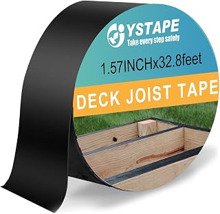 Joist Tape for Decking Butyl Seal Tape Waterproof Deck Joist Tape Self-Adhesive Roof Flashing Tape for Wood Beam Deck Joist, 1.57 Inch x 32.8 Feet