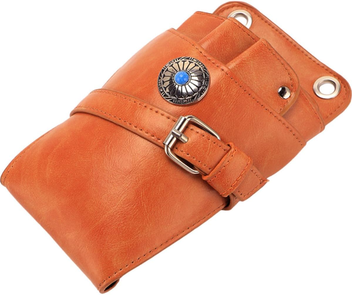 Didiseaon Portable Barber Waist Bag for Hairdresser Scissor Holder with Multiple Storage Areas, Sturdy Pu Leather Hairdressing Tools Waist Pouch for Barber Shop Use
