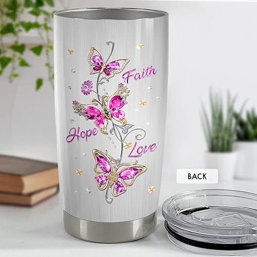 Miniatura 4 de SANDJEST Vaso de mariposa estilo joyería de 20 onzas con tapa, regalo para mujeres, niñas, hijas, hermanas, madres, Navidad, cumpleaños, regalos