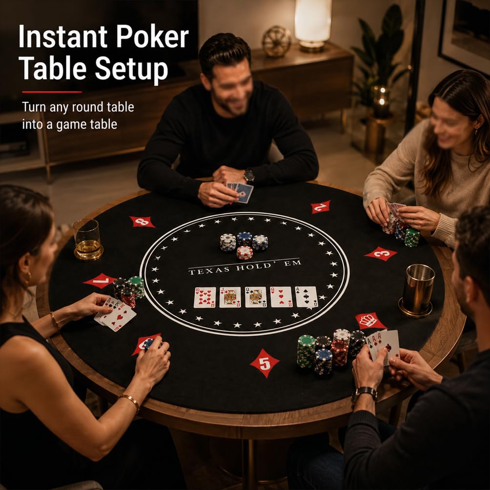Genérico Tapete de Póker Redondo Texas Hold'em, Base Antideslizante