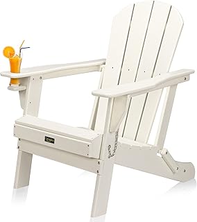 VINGLI Plastic Folding Adirondack Chair with Cup Holder, 100% Recyclable...