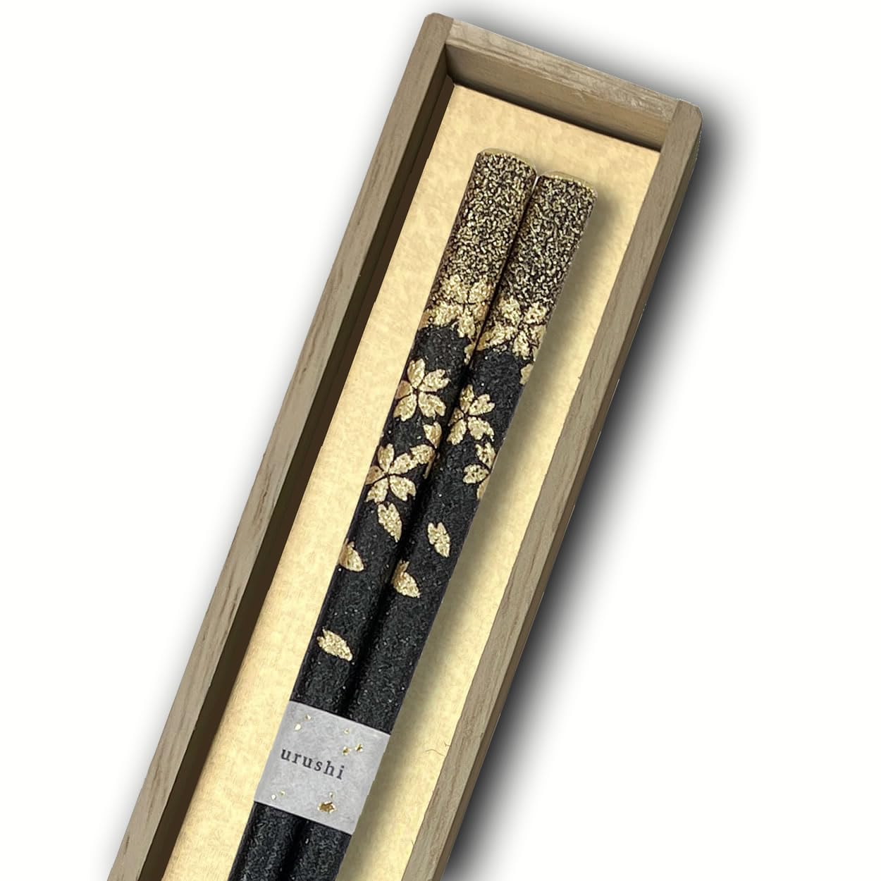Hashimoto Yuki Lacquer Shop Sakura Fubuki Wajima Ushi Chopsticks, Dry Lacquer Finish, Comes in Paulownia Box, 8.9 inches (22.5 cm), Made in Japan, Natural Lacquer, High Quality Craftsmanship, Non-Slip
