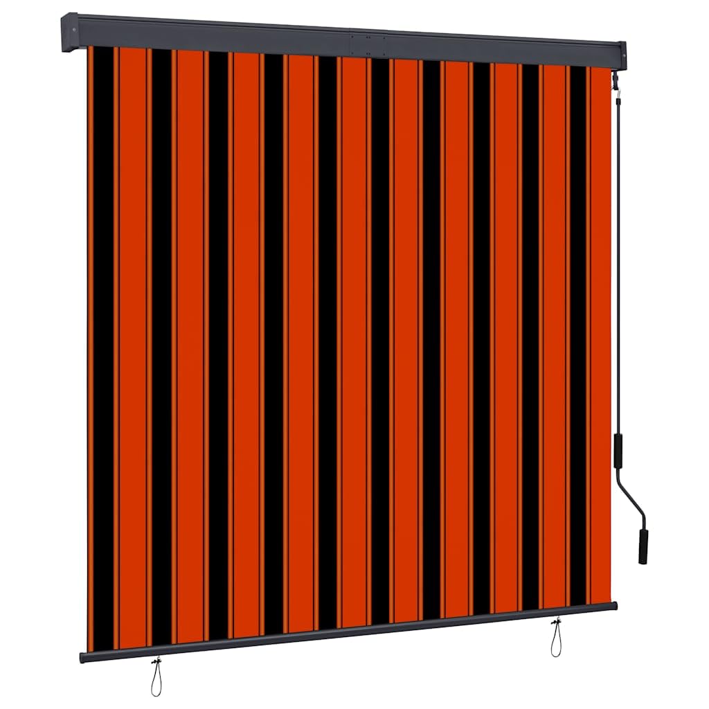 Store Roulant d'Extérieur Manuel 160x250 cm Orange et Marron, Volet Vertical pour Balcon Terrasse et Jardin, Store Vertical avec Manivelle et Coffre en Acier