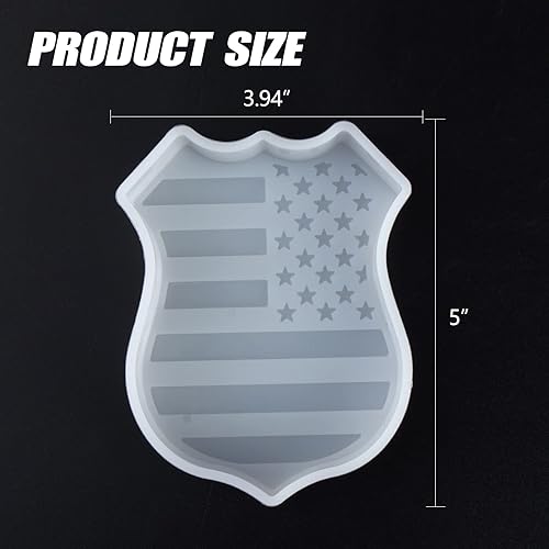 Miniatura 6 de SOBEIT Insignia de policía de la bandera de EE. UU., molde de freshie de silicona para el Día de la Independencia, molde de resina epoxi de silicona