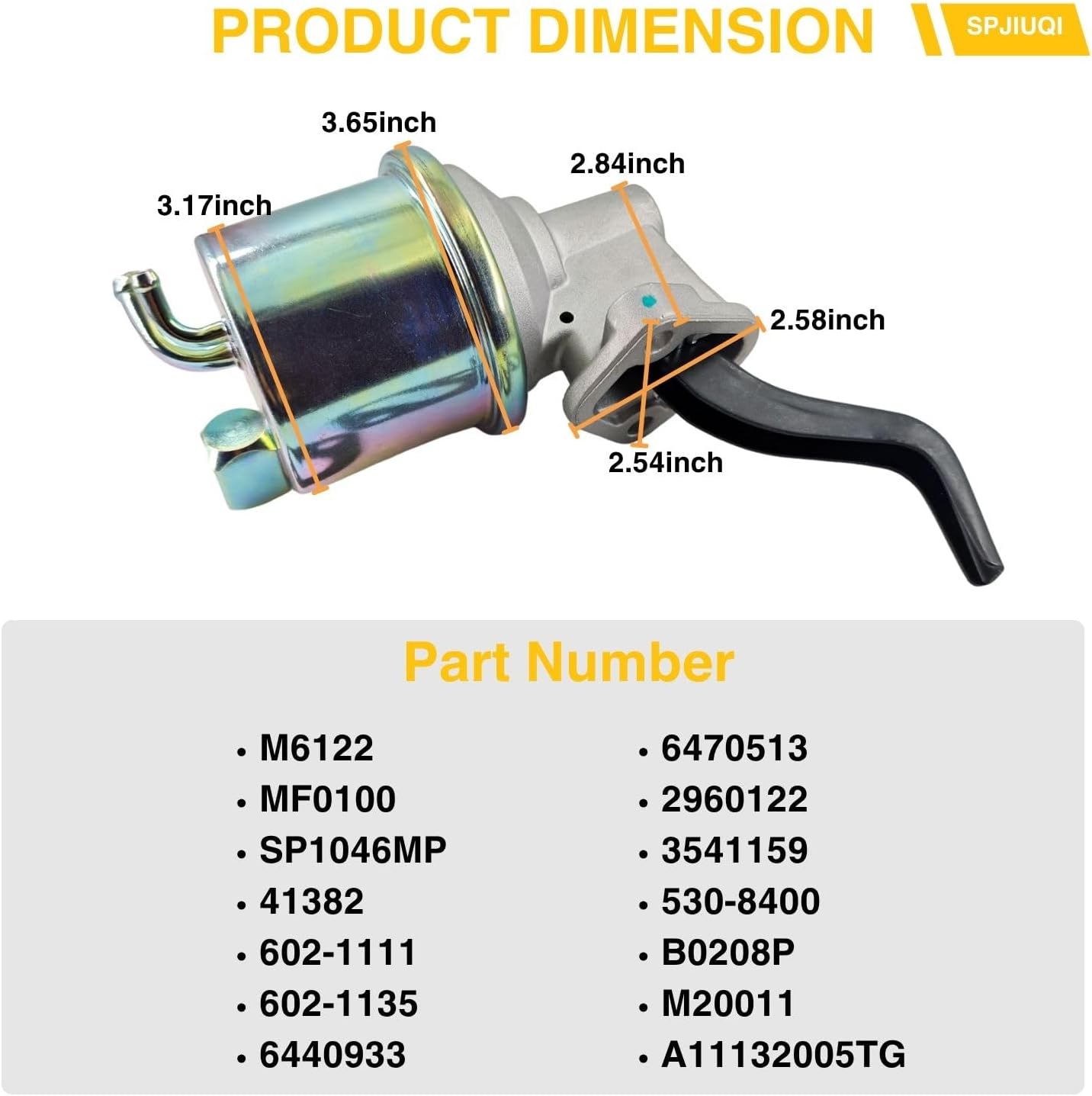 3-Port Mechanical Fuel Pump for 1968-81 Pontiac Buick Olds 455 400 | 301 350 V8, Fits for Pontiac Firebird, Grand Am,GTO,LeMans, for Oldsmobile, LeSabre, 4.9/5.7/6.6/7.5L, MF0100 SP1046MP M6122