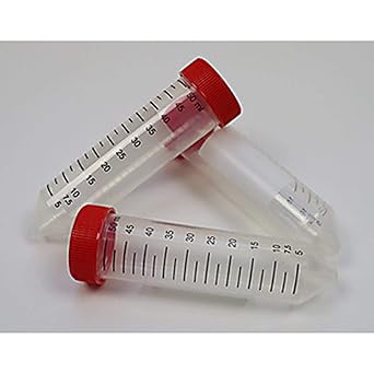 labForce 1163X44 Centrifuge Tube, High Performance, 50mL, Red Screw Cap, Assembled, PP, Printed Graduations, STERILE, 25/Bag, 20 Bags/Unit