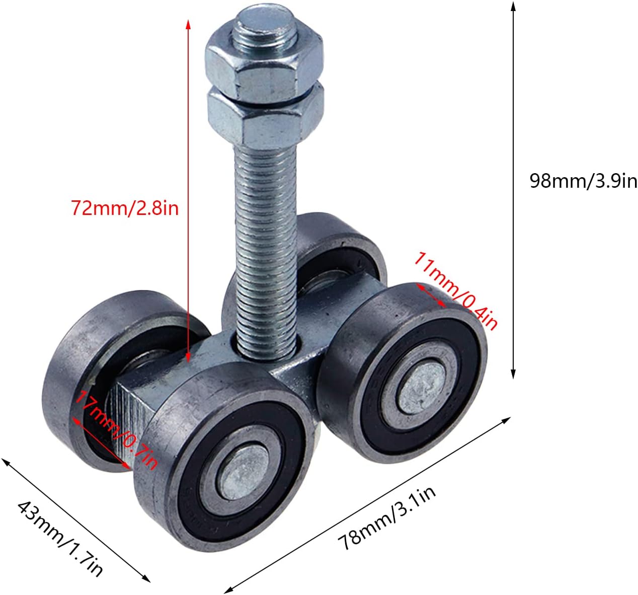 KUMGROT 2pcs 4 Wheel Trolley Assembly Box Rail Hanger Wheel Trolley Silent Stable Roller Trolley M12 Bolt for 1.97’’ Wide and All 1.69’’ or Taller Strut Channel